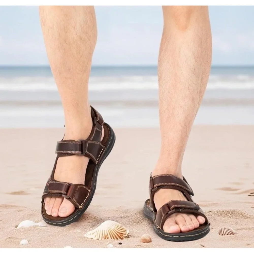 (B27/7)Holy Ark Men's Leather Comfortable Opentoe Outdoor Beach Sandals Size12